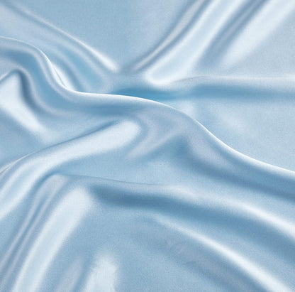 Luxurious sky blue 100% pure Mulberry silk fabric, perfect for a premium pillowcase experience.