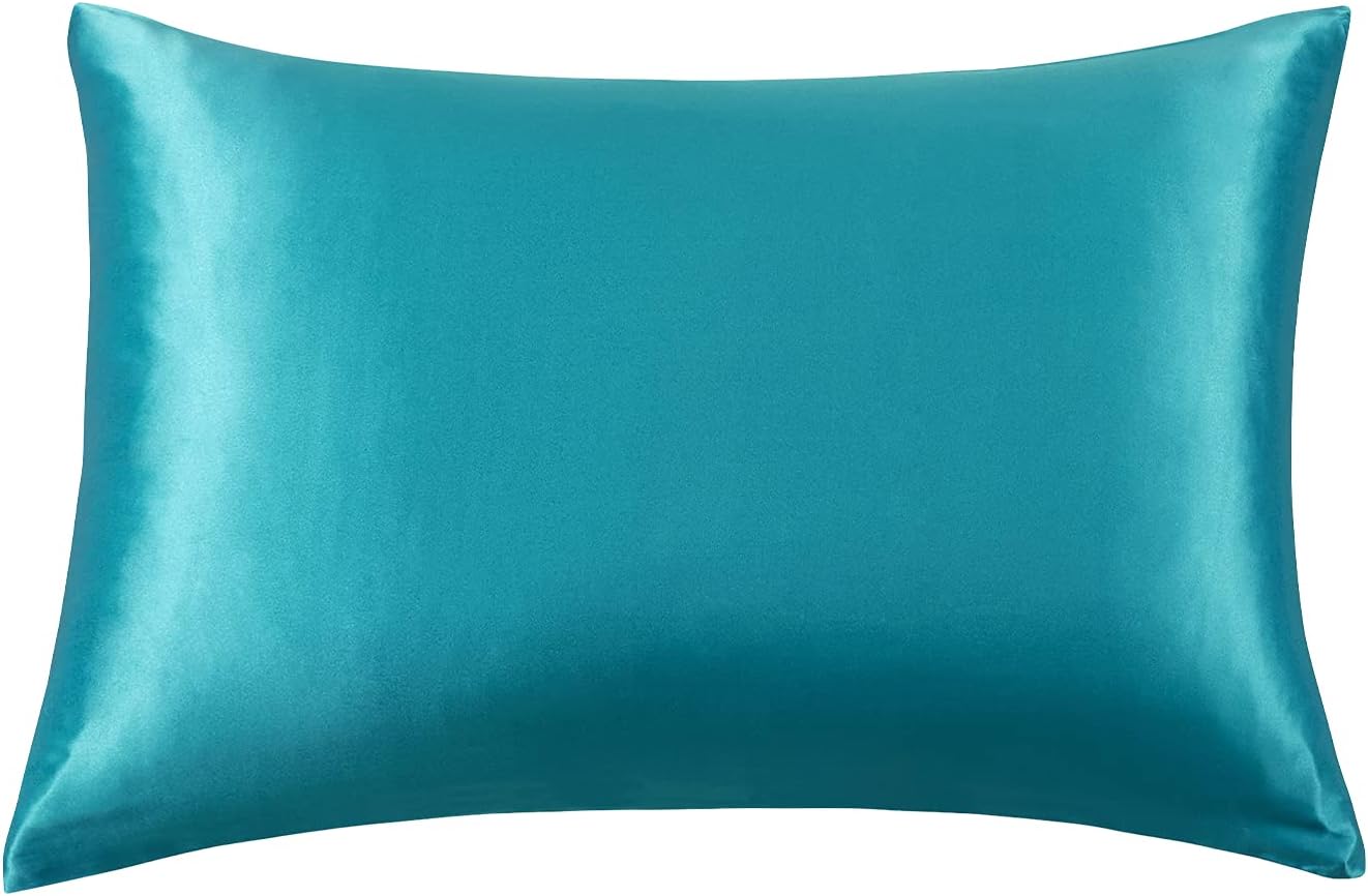 Luxury teal pillowcase made from 100% pure Mulberry silk for ultimate comfort and style.