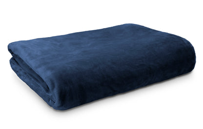 Lucia Luxury Plush Velvet Blanket in deep navy, perfect for warmth and elegance in any living space.