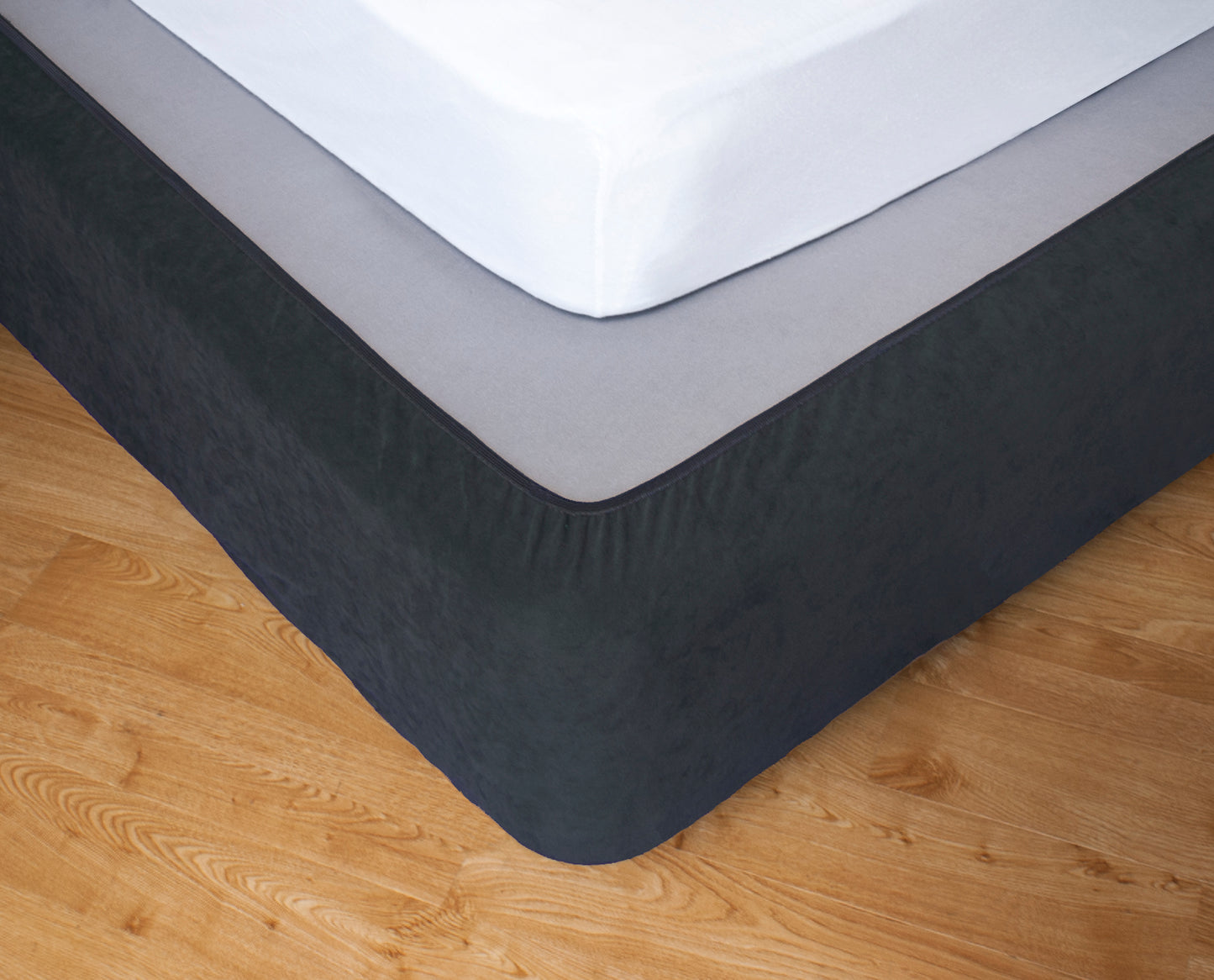 Stretch bedskirt valance in double size, showcasing a sleek and tailored look on a bed for a neat finish.