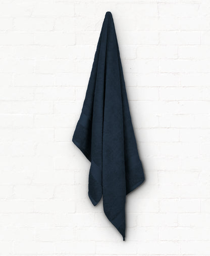 Navy blue cotton bath towel from St. Regis 5-piece luxury bathroom towel set, premium quality and highly absorbent.