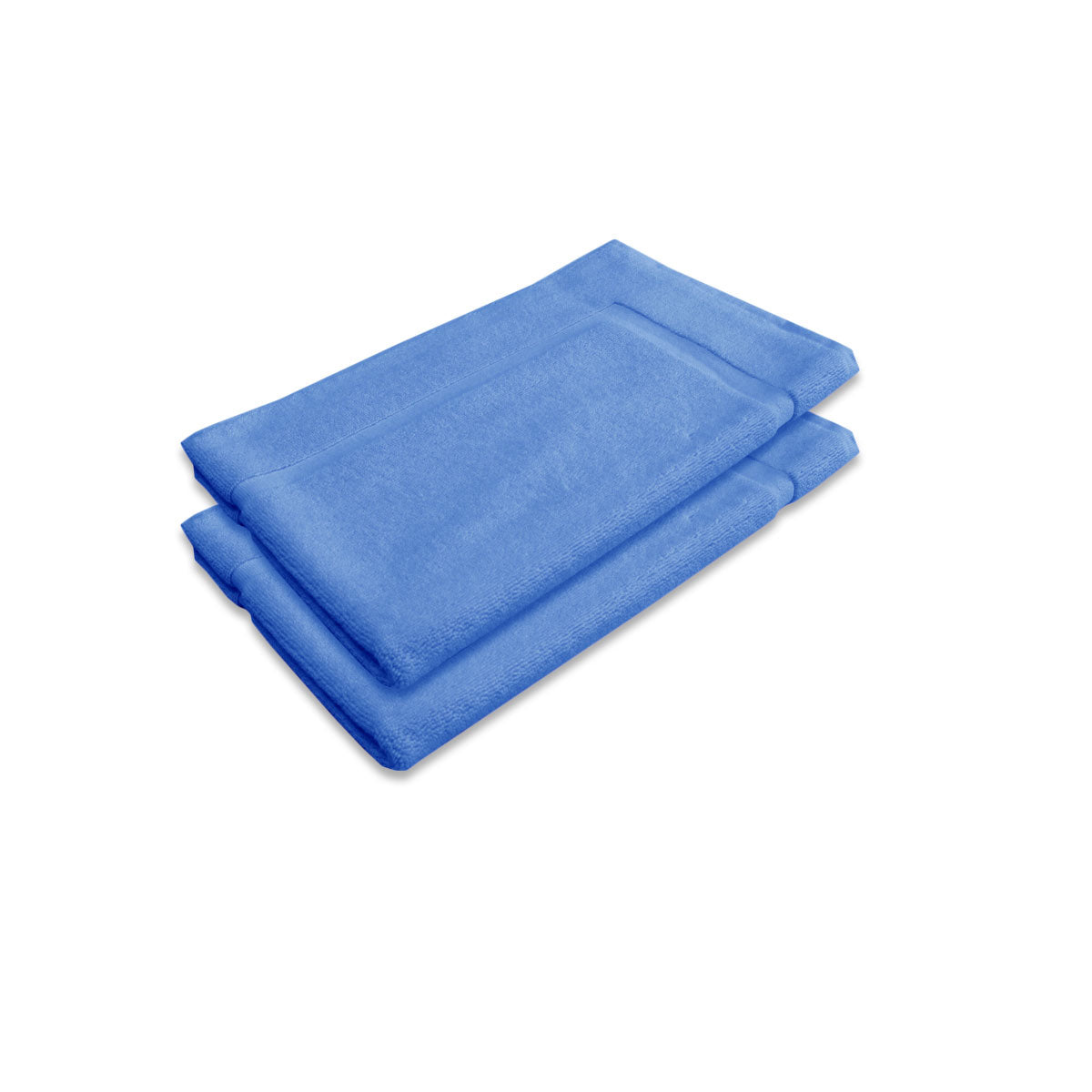 Set of 2 blue cotton bath mats, plush and absorbent, perfect for enhancing bathroom comfort.