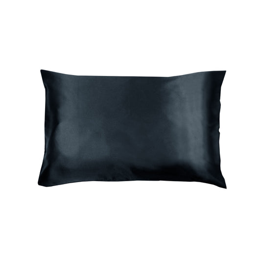 Smooth indigo satin standard pillowcase, perfect for luxury bedding and better sleep experience.