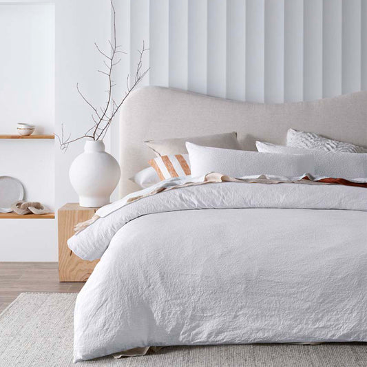 Luxurious king-size Elma White Jacquard quilt cover set by Accessorize, featuring timeless design and all-year comfort.