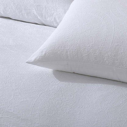 Elma White Jacquard Quilt Cover Set King with elegant design, quilt cover, doona covers, quilt cover set for bedroom warmth.