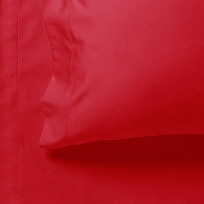 1000TC Double Size Bed Soft Flat & Fitted Sheet Set in Red - Premium Bedding for Comfort