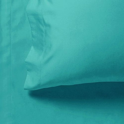 1000TC Double Size Bed Soft Flat & Fitted Sheet Set in Teal - Premium Bedding for Comfort