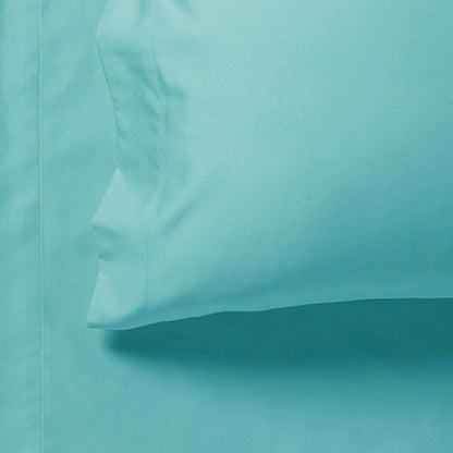 1000TC King Size Bed Soft Flat & Fitted Sheet Set in Aqua - Premium Bedding for Comfort