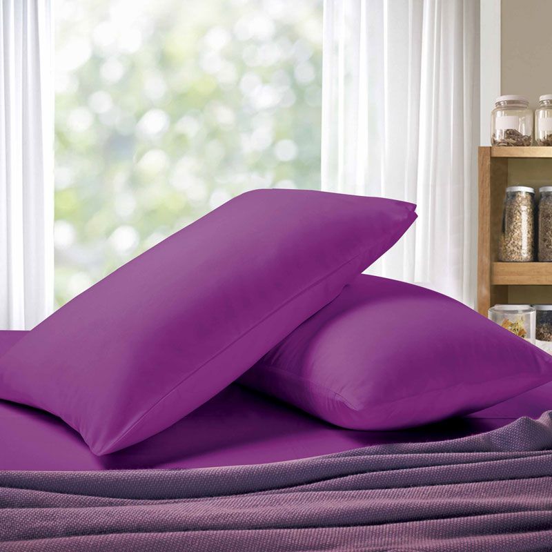 1000TC Premium Ultra Soft King Size Pillowcases 2-Pack in Purple - Luxury Bedding