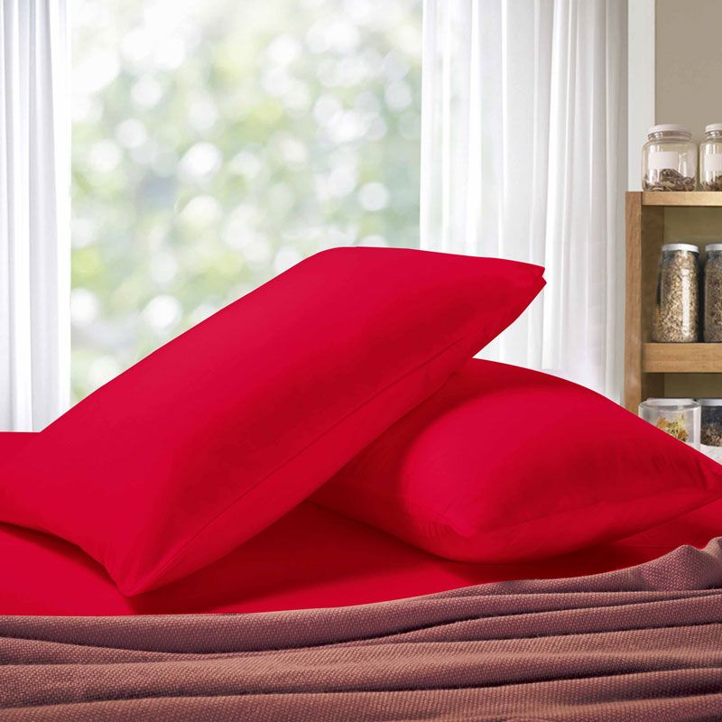 1000TC Premium Ultra Soft King Size Pillowcases 2-Pack in Red - Luxury Bedding