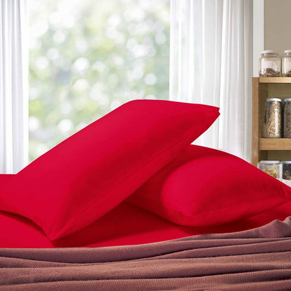 1000TC Premium Ultra Soft King Size Pillowcases 2-Pack in Red - Luxury Bedding