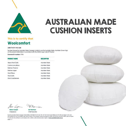 Australian made cushion inserts certification with four premium inserts for superior comfort and quality.