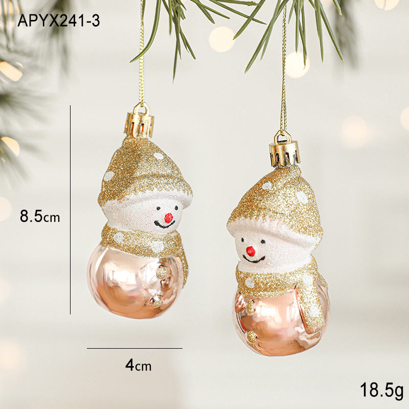 Set of 10 gold and rose gold snowman Christmas ornaments for elegant tree decorations. Perfect for festive xmas tree décor.