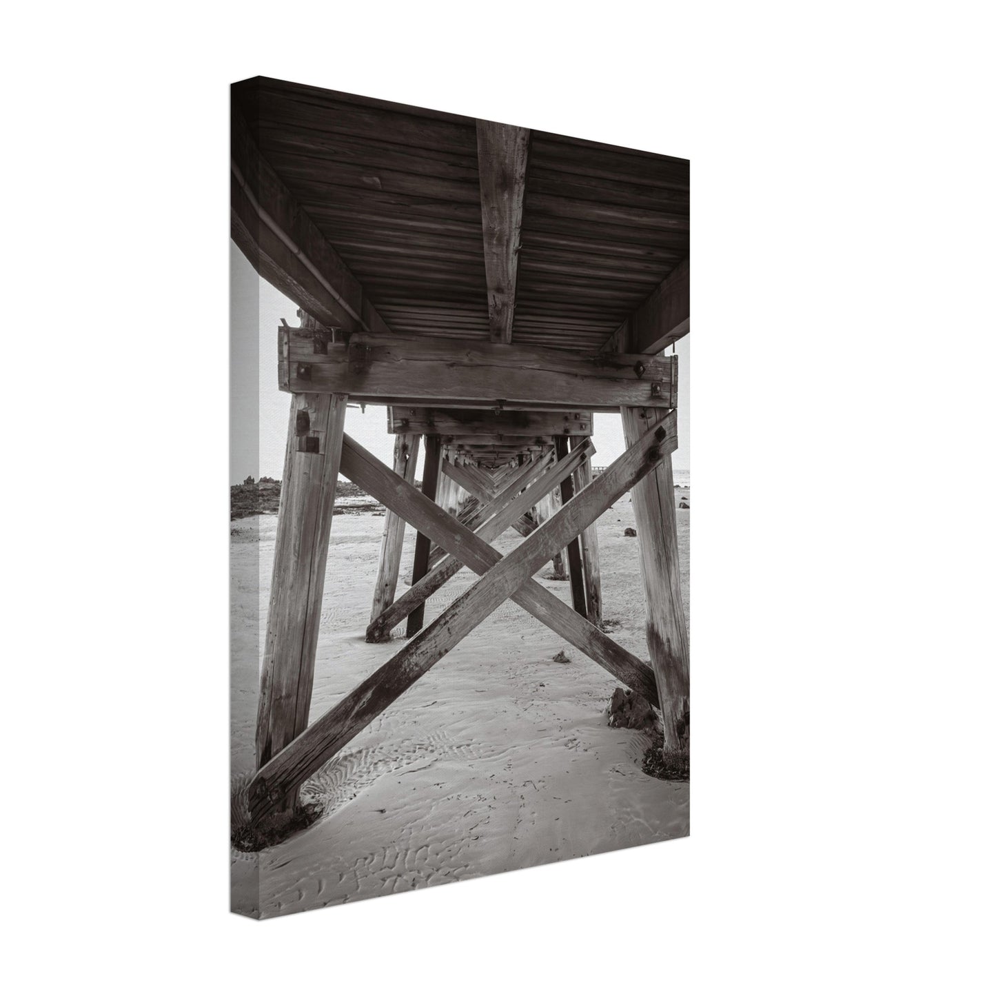 Elegant Black and White Jetty – Coastal Canvas Wall Art Print Option 3