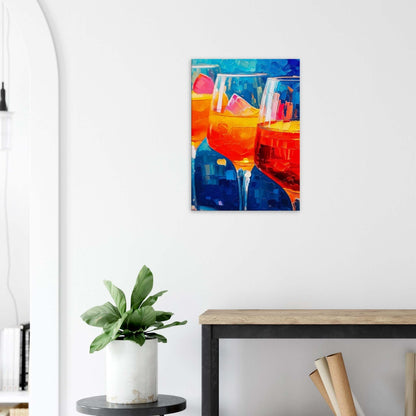 Vibrant Aperitivo Glow canvas print featuring colorful cocktails, perfect wall art for summer-themed decor.