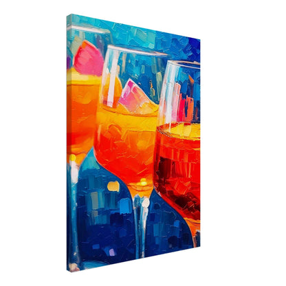 Vibrant canvas print of colorful cocktails, perfect wall art for adding joy to any space. Ideal abstract wall artwork.