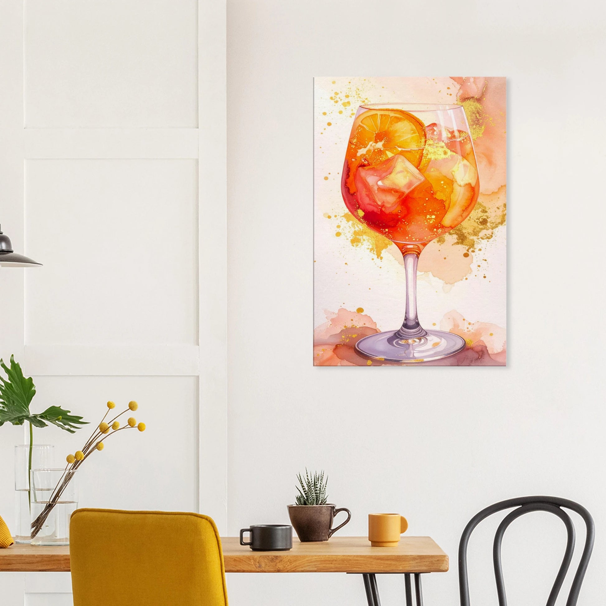 Sunlit Sip | Wall Art Canvas featuring a vibrant cocktail in a glass, capturing sunset colors for summer relaxation.